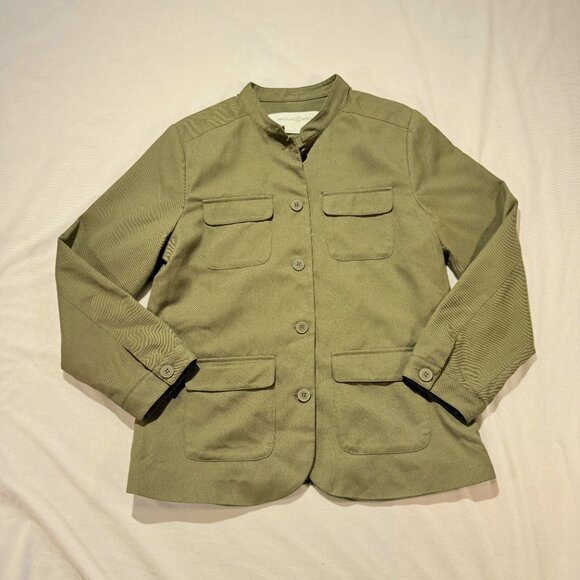 Treasure & Bond Women's Field Jacket Medium Olive Green band Collar - Picture 2 of 9